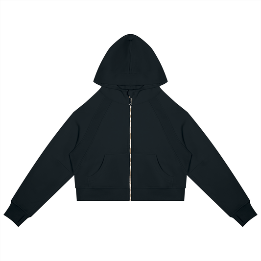 Cropped Zip-Through Hoodie