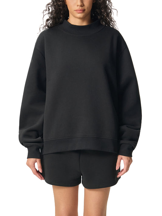 Fleece Mock-Neck Crew Sweatshirt