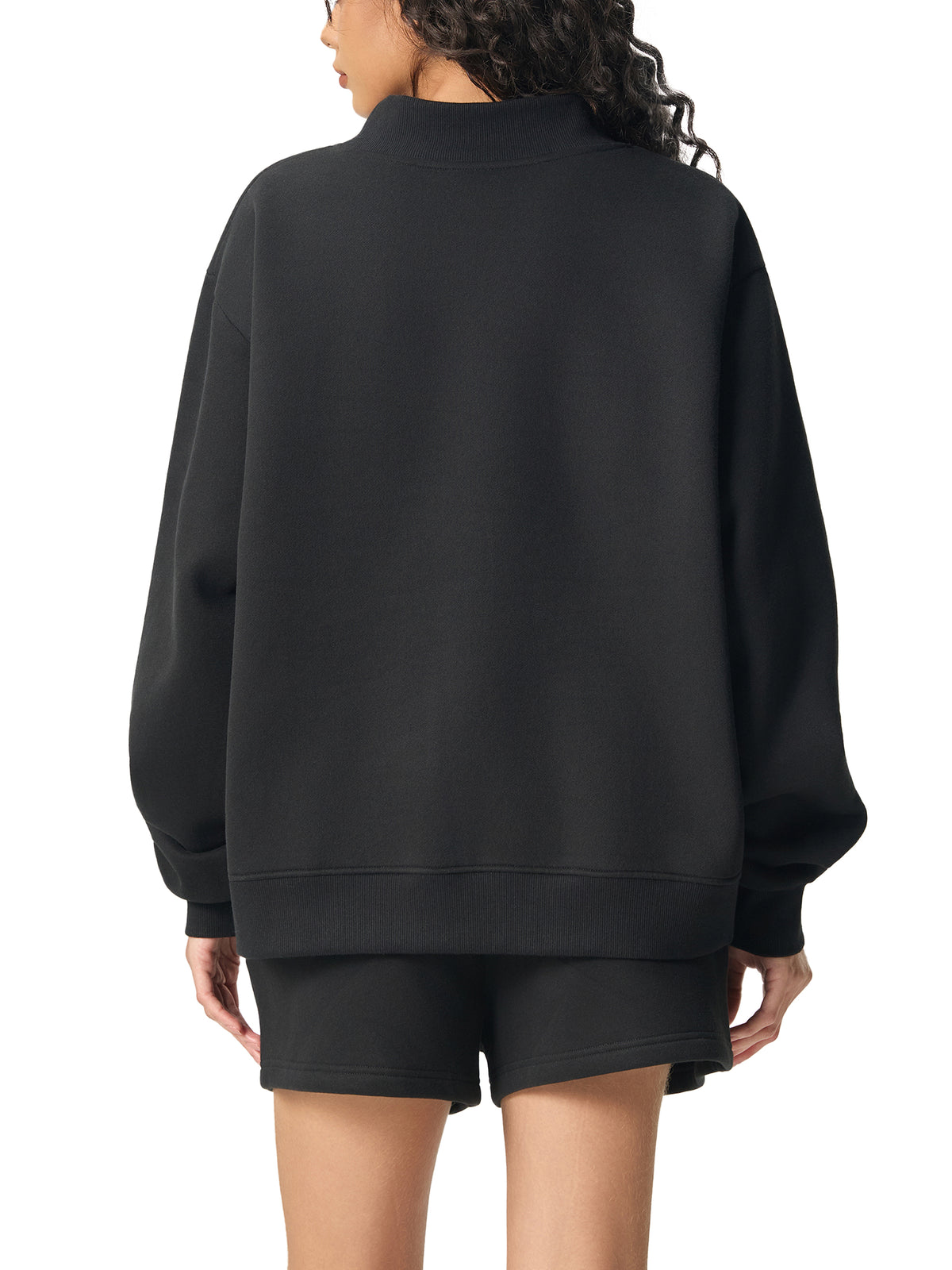 Fleece Mock-Neck Crew Sweatshirt
