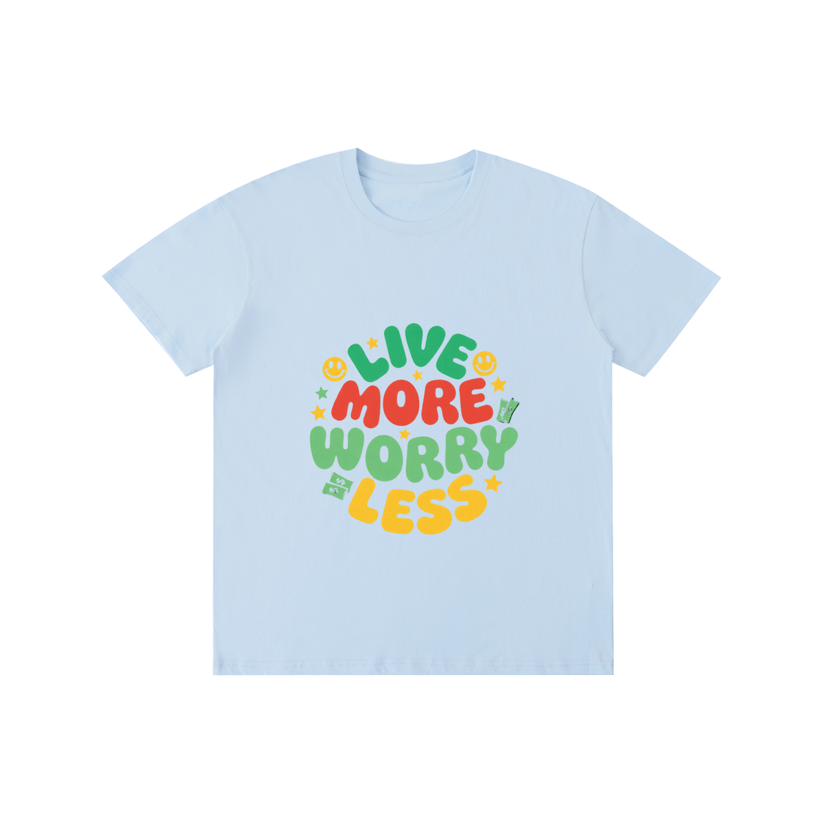 LIVE MORE WORRY LESS Pure Cotton Unisex T-Shirt