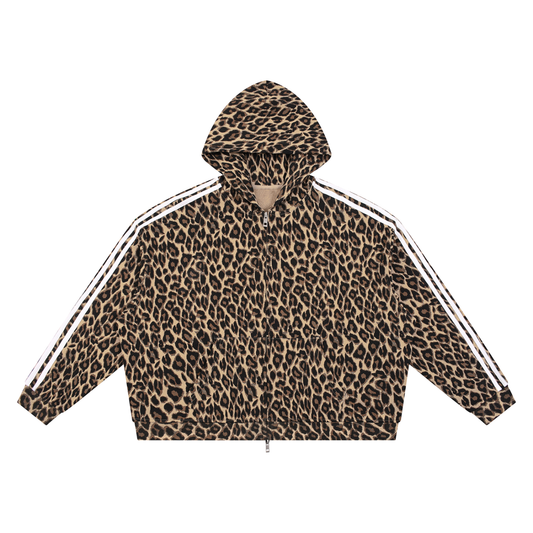 Unisex Leopard Full Zip Hoodie
