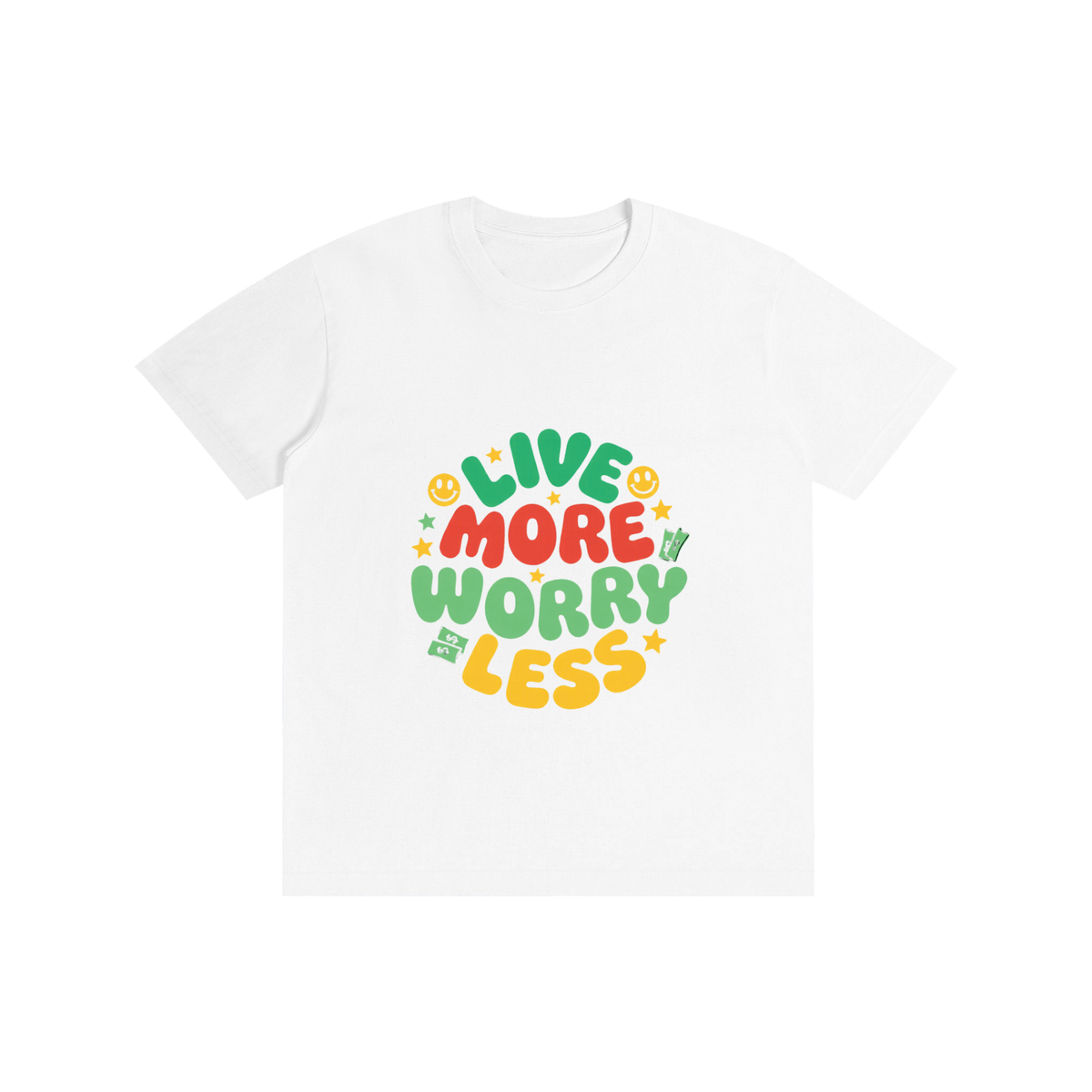 LIVE MORE WORRY LESS Pure Cotton Unisex T-Shirt
