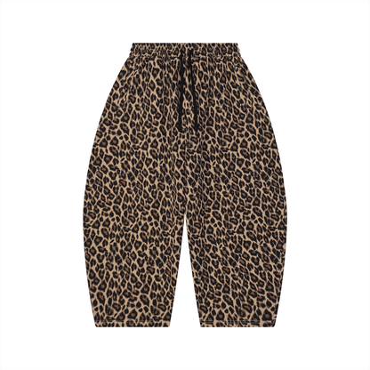 Unisex Leopard Barrel Leg Sweatpants
