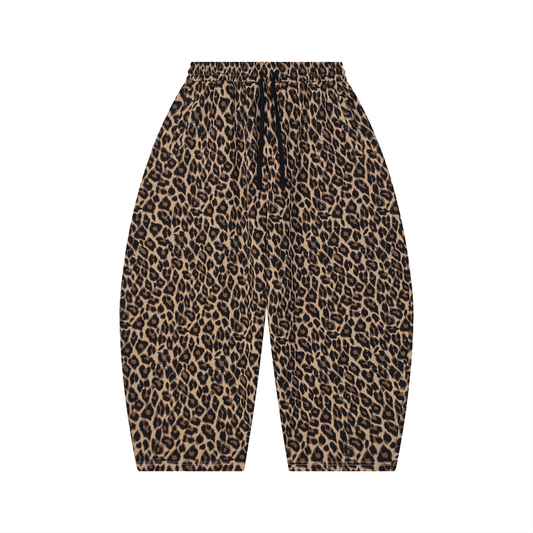 Unisex Leopard Barrel Leg Sweatpants