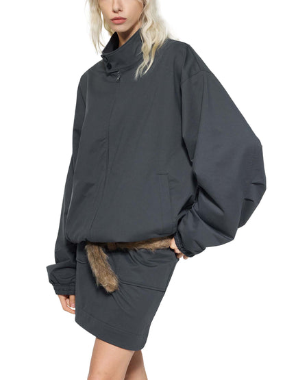 Unisex Stand Collar Bomber Jacket