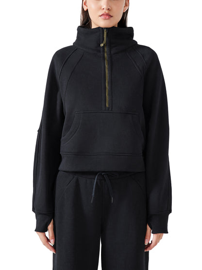Cropped Half-Zip Sweatshirt