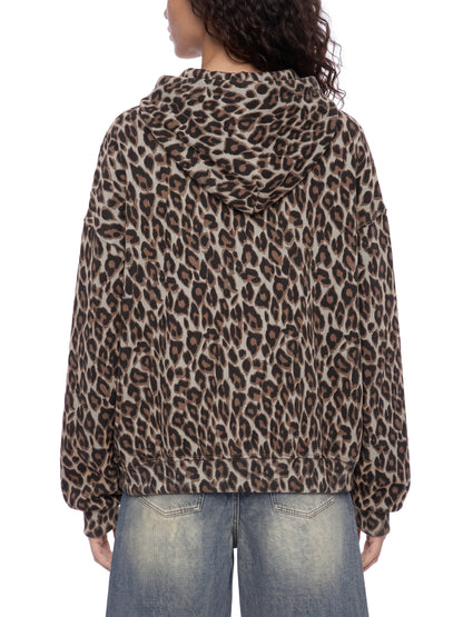 Unisex Leopard Full Zip Hoodie