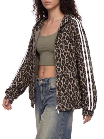 Unisex Leopard Full Zip Hoodie