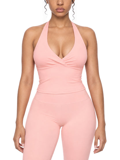 Women’s Ruched Halter Yoga Tank Top